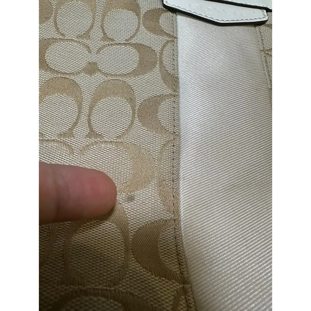 Coach Signature C Tan Tote Bag with Zipper Closure F28504